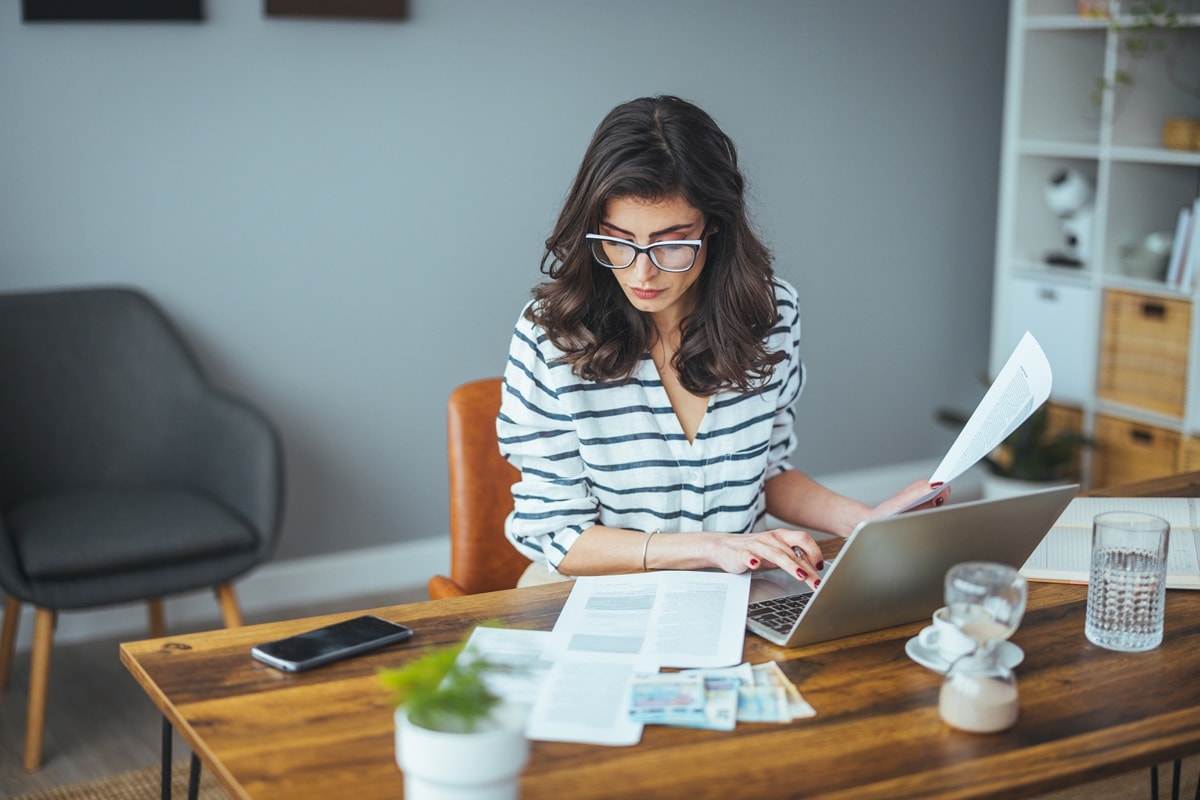 Lady in home office