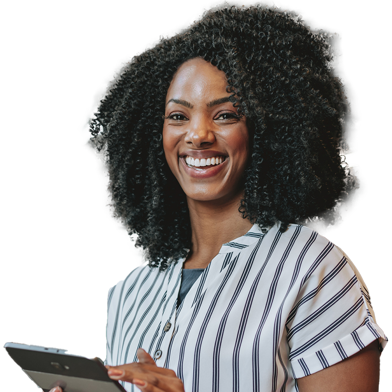 Woman holding a tablet