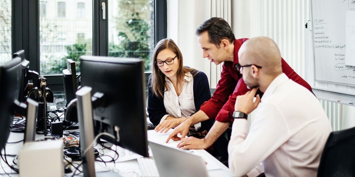 group of professionals meeting in office