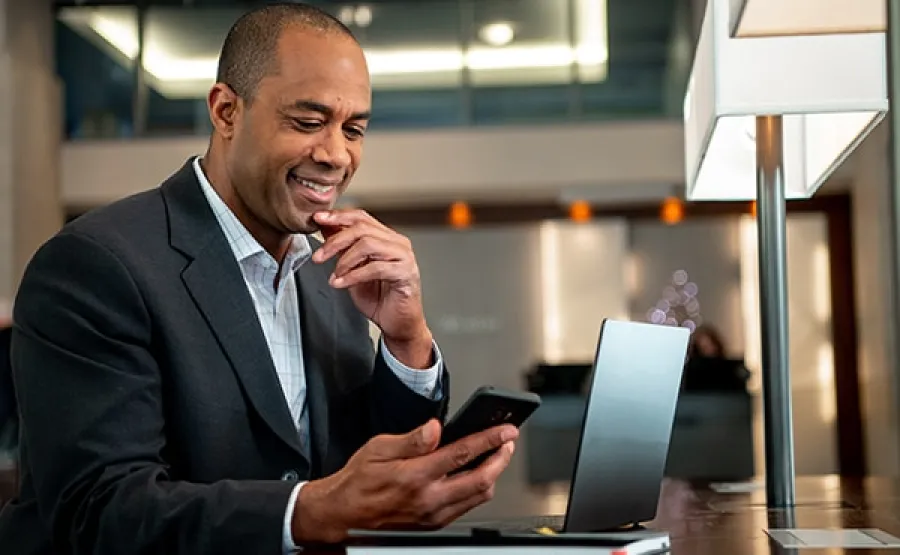 Man working on laptop