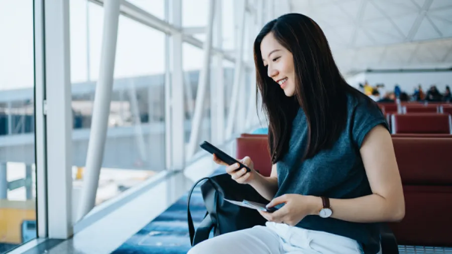 business traveler at the airport