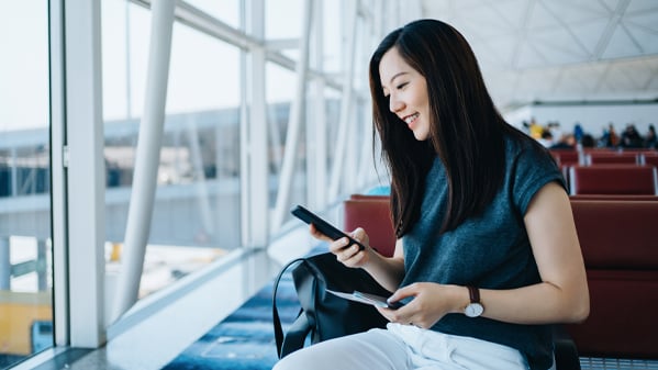 business traveler at the airport