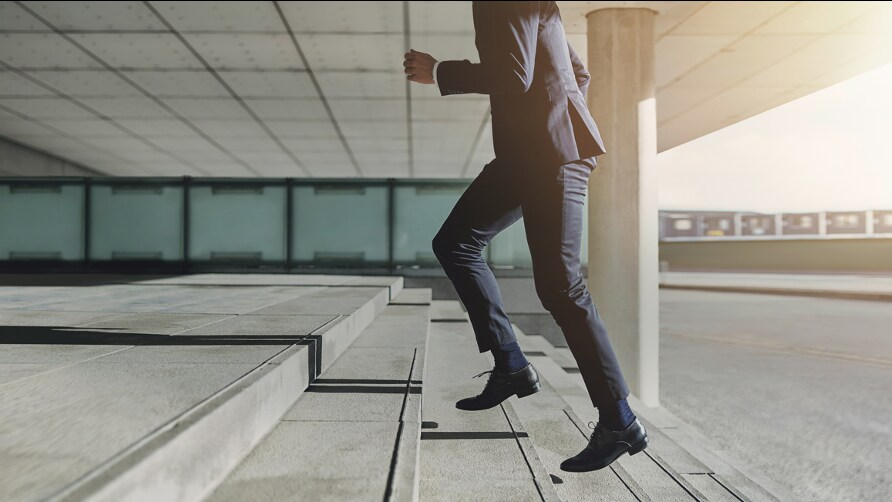 person climbing stairs