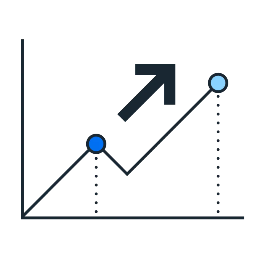 Line graph growth pictogram