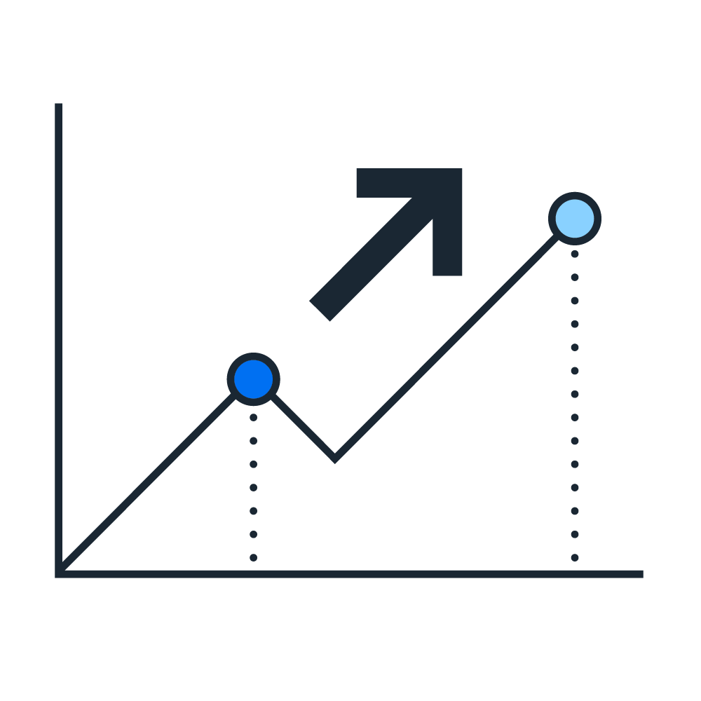 Line graph growth pictogram
