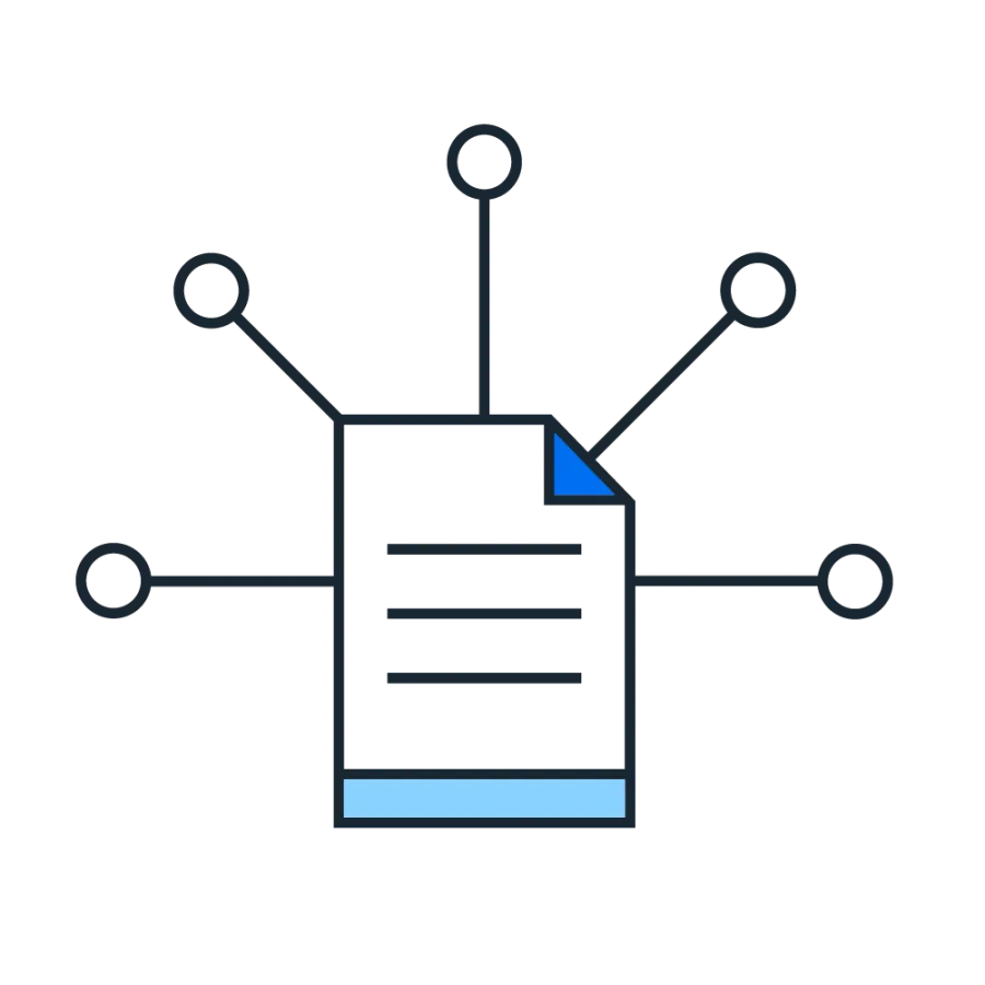 Document with spokes pictogram