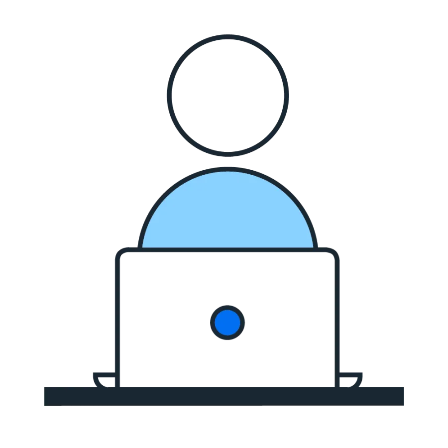 Person with computer pictogram