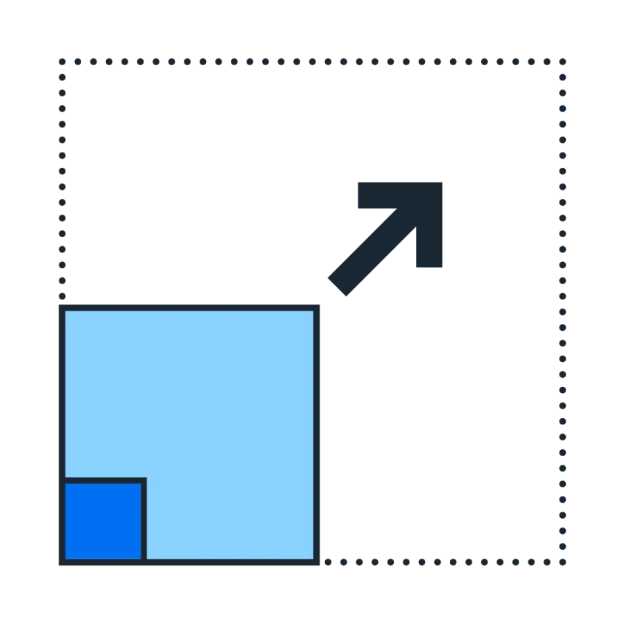 Growing squares pictogram